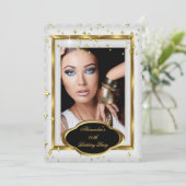 Invitation Elégant Blanc Gold Photo Anniversaire 3 (Debout devant)