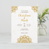 Invitation Elégant Blanc Golden Moderne Mariage de typographi (Debout devant)