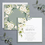 Invitation Elégant blanc gris vert aquarelle Brunch nuptial<br><div class="desc">Un brunch carré moderne et élégant, avec feuilles botaniques gris et eucalyptus luxuriants, et bordé d'un vert gris-bleu d'eucalyptus pâle, est proposé. Personnalisez vos détails de douche nuptiale en noir doux, accentué par une belle calligraphie moderne lettrée à la main. L'arrière de la carte présente les botaniques à fleurs d'aquarelle...</div>