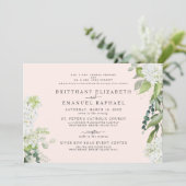 Invitation Élégant blanc Hydrangée Blush Les deux parents Mar (Debout devant)