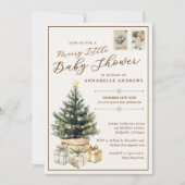 Invitation Elégant blanc Joyeux petit Baby shower de Noël (Devant)