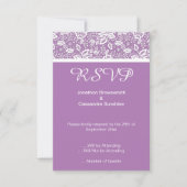 INVITATION ÉLÉGANT BLANC LACE VIOLET RSVP (Devant)