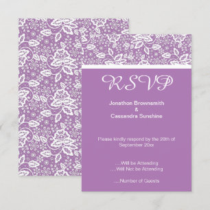 INVITATION ÉLÉGANT BLANC LACE VIOLET RSVP
