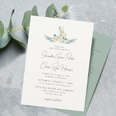 Invitation Elégant blanc Magnolia Eucalyptus Mariage Détail