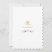 Invitation Élégant blanc Magnolia Or Première Communion saint (Dos)