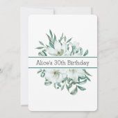 Invitation Elégant Blanc Magnolia Verdure 30e anniversaire (Dos)