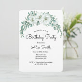 Invitation Elégant blanc Magnolia Verdure Flora Anniversaire (Debout devant)