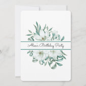 Invitation Elégant blanc Magnolia Verdure Flora Anniversaire (Dos)