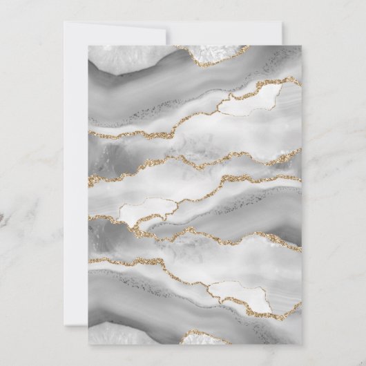 Invitation Élégant blanc marbre doré Agate Geode Mariage (Dos)