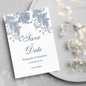 Invitation Elégant blanc mauve bleu floral Enregistrer la dat