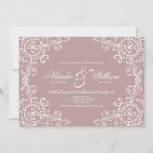 Invitation Élégant blanc mauve rose ornement mariage (Devant)