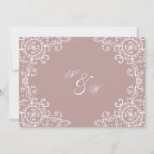 Invitation Élégant blanc mauve rose ornement mariage (Dos)