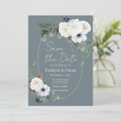 Invitation Élégant blanc moderne Floral et Mariage gris ardoi (Debout devant)