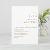 Invitation Élégant Blanc & Or 50e Anniversaire (Debout devant)