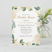 Invitation Elégant blanc or Fête des mariées Floral invitatio (Debout devant)