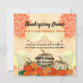 Invitation Elégant Blanc Orange Citrouilles Chute Thanksgivin (Devant)