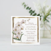 Invitation Elégant blanc Orchidées Gold Frame Christian Maria (Debout devant)