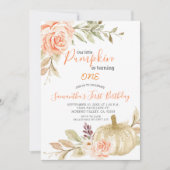 Invitation Elégant blanc Peach Aquarelle Citrouille Invitati (Devant)