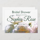 Invitation Elégant blanc pêche orange roses (Devant / Derrière)