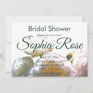 Invitation Elégant blanc pêche orange roses