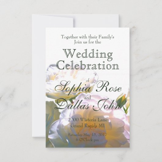 Invitation Elégant blanc pêche orange roses (Devant)