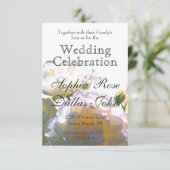 Invitation Elégant blanc pêche orange roses (Debout devant)