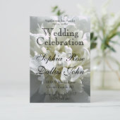 Invitation Elégant blanc peony floral blanc photo (Debout devant)