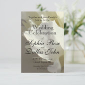 Invitation Elégant blanc peony floral blanc photo (Debout devant)