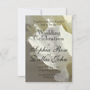 Invitation Elégant blanc peony floral blanc photo