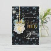 Invitation Elégant blanc rose chic Noël (Debout devant)