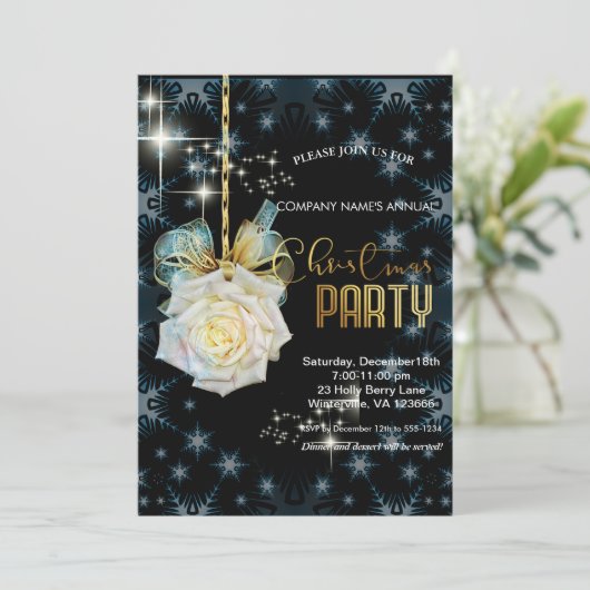 Invitation Elégant blanc rose chic Noël (Debout devant)