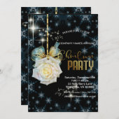 Invitation Elégant blanc rose chic Noël (Devant / Derrière)