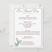 Invitation Elégant blanc, rose et vert teintes Mariage floral (Dos)