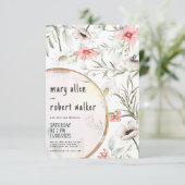 Invitation Elégant blanc rose vert vert mariage été (Debout devant)