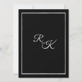 Invitation Elégant blanc Roses Argent Frame Black Mariage (Dos)