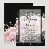 Invitation Elégant blanc roses bébés respirer nuptiale douche (Devant / Derrière)