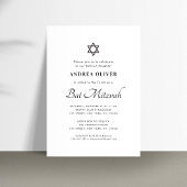 Invitation Élégant blanc Script Moderne Bat mitzvah simple