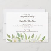 Invitation Elégant blanc & vert Aquarelle Fiançailles floral (Devant)