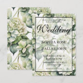 Invitation Elégant blanc vert aquarelle Mariage floral (Devant / Derrière)