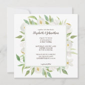 Invitation Elégant blanc & vert Aquarelle Mariage floral (Devant)