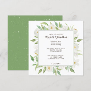 Invitation Elégant blanc & vert Aquarelle Mariage floral