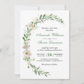 Invitation Elégant blanc vert vintage mariage (Devant)