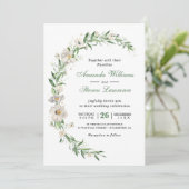 Invitation Elégant blanc vert vintage mariage (Debout devant)