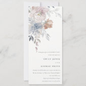 Invitation Elégant bleu aquarelle Fiançailles floral (Devant)