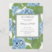 Invitation Elégant bleu aquarelle Hydrangea Floral Mariage (Devant / Derrière)