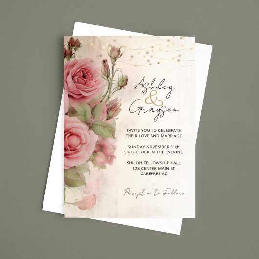 Invitation Elégant bleu aquarelle Mariage floral