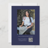 Invitation Élégant Bleu Argent Paillettes Photo Quinceanera (Dos)