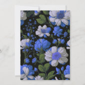 Invitation Elégant bleu argenté blanc élégant floral rétro (Dos)