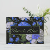 Invitation Elégant bleu argenté blanc élégant floral rétro (Debout devant)