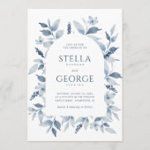 Invitation Elégant bleu azur aquarelle Floral Arch Mariage (Devant)